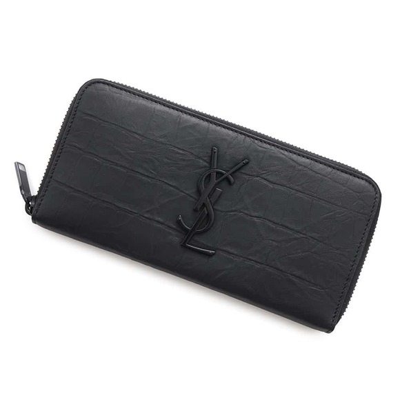 Saint Laurent Cassandra Embossed Leather Long Wallet Black - Picture 1 of 10